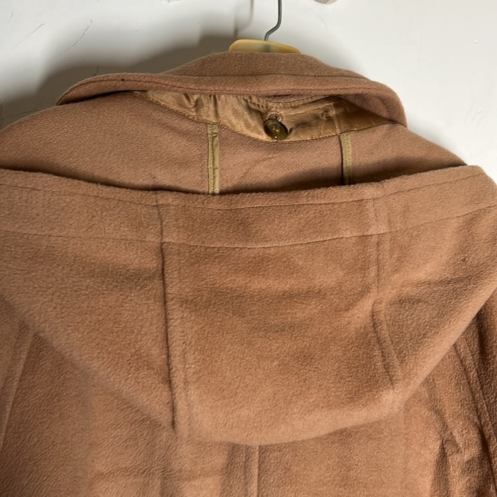 Burberry Vintage Wool Hooded Duffle Coat Beige Sz Small - Picture 3 of 13